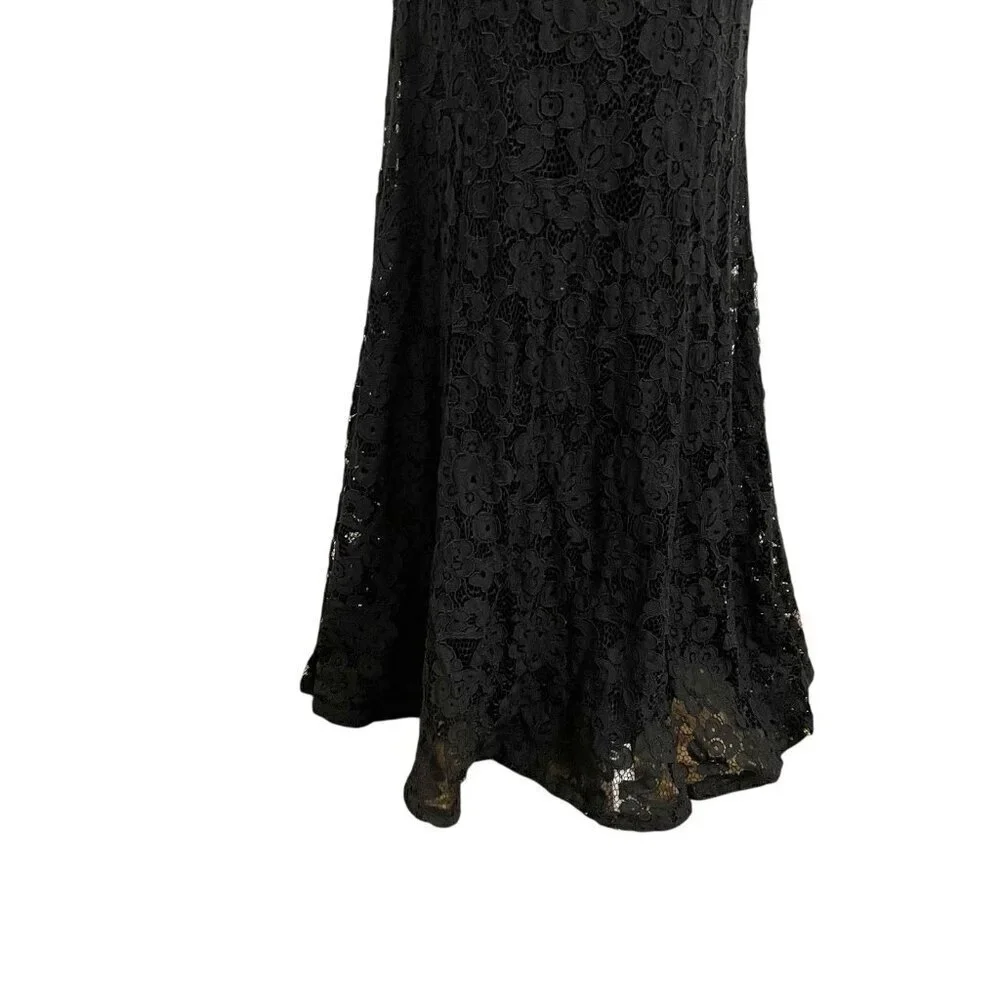 Lulus Embroidered Floral Lace Mermaid Maxi Dress Gown Black size Medium - Picture 5 of 12